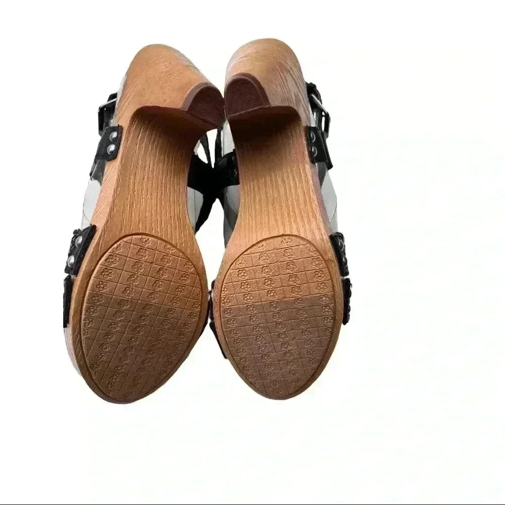NWT•BASS BLACK STRAPPY HEELS SANDALS•SIZE 9.5•4 INCH HEELS BRAND NEW WITH BOX•